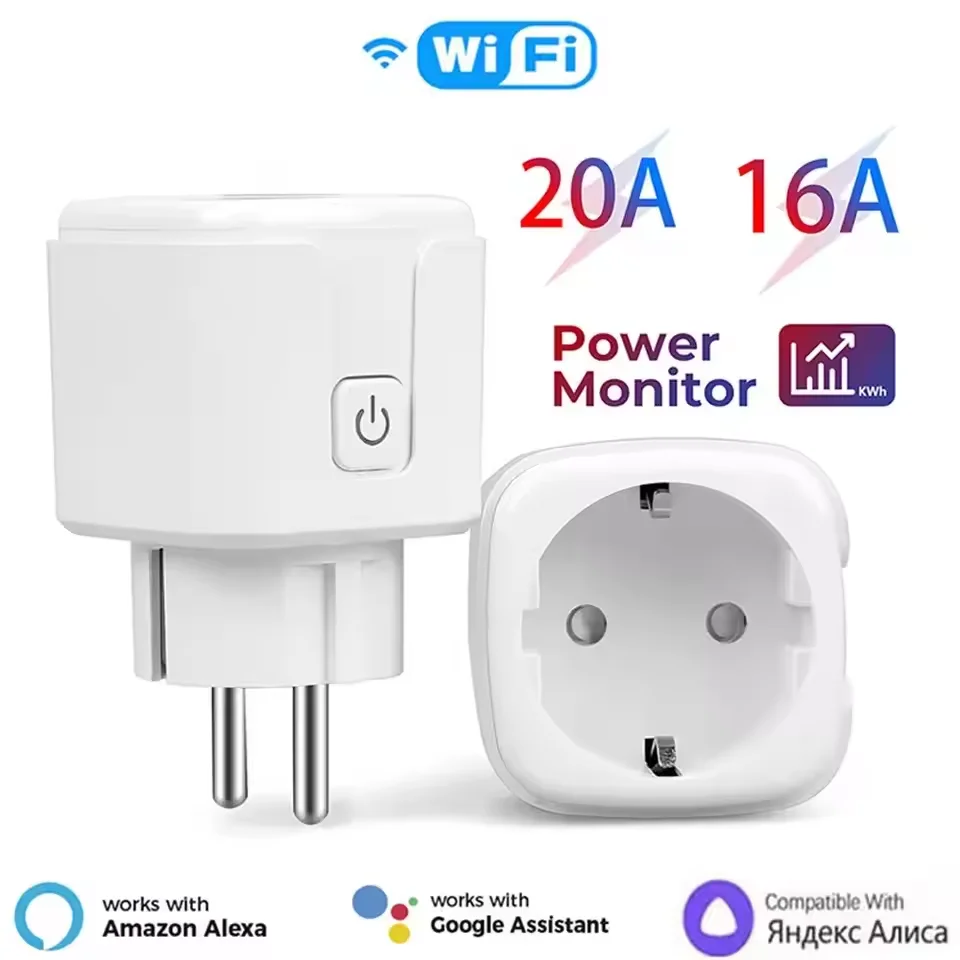 Tuya 16A 20A EU 스마트 소켓 WiFi 스마트 플러그(전력 모니터링 타이..