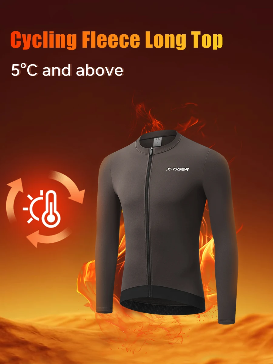 X-TIGER Fahrradtrikot Winter Thermo-Fleece Fahrradtrikot Herren Langarm Heiß Warm Atmungsaktiv Fahrradbekleidung MTB Trikot – Detail 10