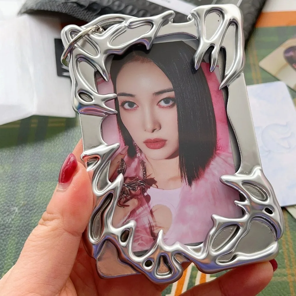 Creative Silver Metallic Style Shaped Photo Card Holder Kpop Electroplated Special-shaped Card Sleeve Metal Texture Cover card holder card protector idol card protector card display stand desk card holder photo card holder memory card protector photo card binder