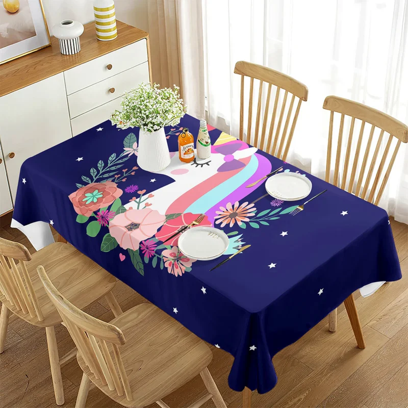 

Unicorn Tablecloth, Mythical Animal Clouds and Rainbow Horse Image Print, Rectangular Table Cover for Dining Room Kitchen Decor