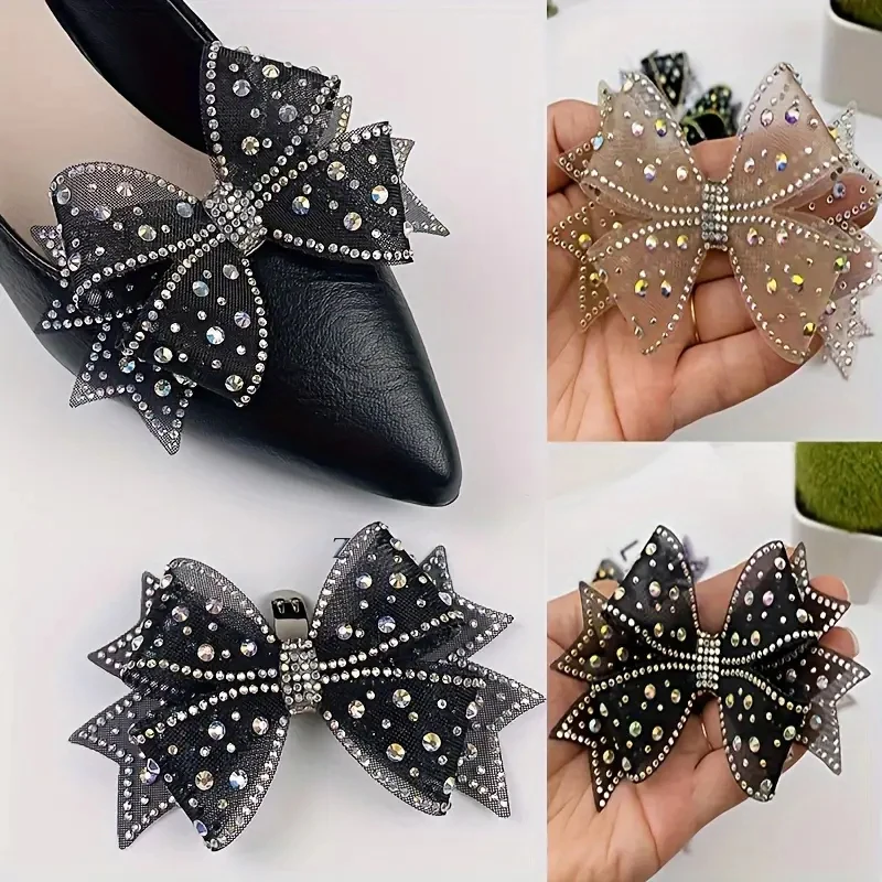 Elegant Rhinestone Bow Shoe Charms and Accessories