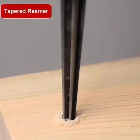 Muye Taper Reamer 3.18-12.7mm – 6-Fluted Hex Shank, Carbon Steel, T-Handle, For Bridge Pin Holes & Woodworking Chamfers