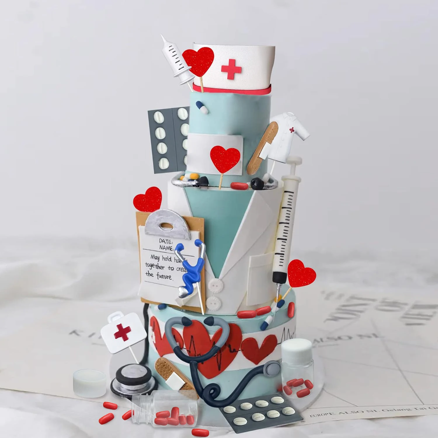 Krankenschwester-Kuchenaufsatz, Krankenpflege-Cupcake-Topper, Krankenschwester-Abschluss-Kuchendekorationen, RN-Mottoparty für die Krankenpflege, Abschlussfeier, Partyzubehör – Detail 10