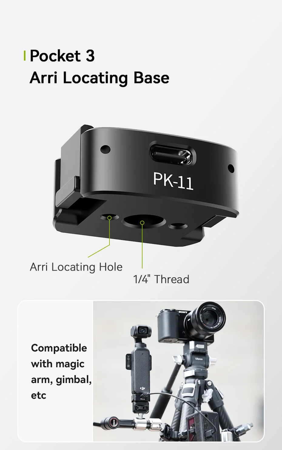 Ulanzi Pocket 3 Mini Tripod /Arri Locating Base for Osmo Pocket 3
