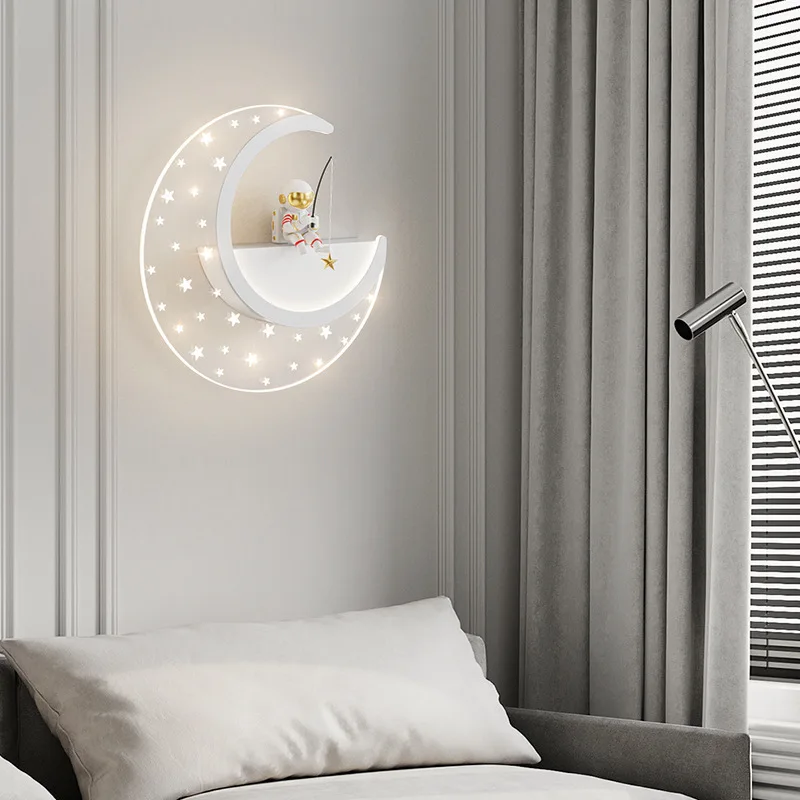 

Modern Creative Cartoon Astronaut Children's Room Wall Lamps Acrylic LED Lighting Boys Girls Bedroom Bedside Fixture 30cm