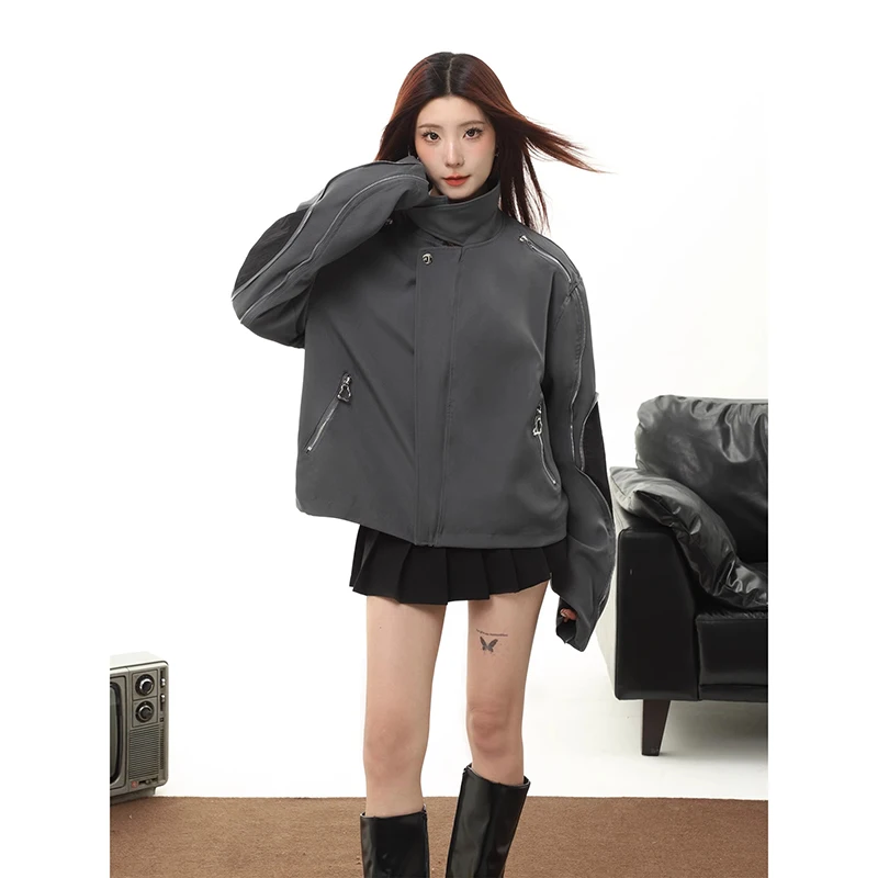 

Женская винтажная куртка, однотонная Повседневная куртка с длинным рукавом, модная уличная одежда в стиле Харадзюку, женские дизайнерские топы, 2023