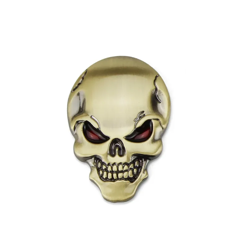 2 Adesivi Per Auto In Metallo Teschio 3D – Decorazione In Lega Di Zinco Per Auto, Moto, Casco – Dimensioni 5x3,5 Cm, Colore Argento - 4