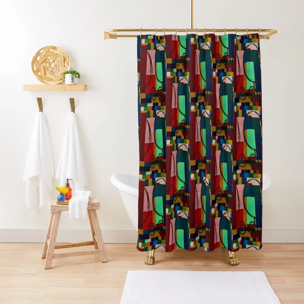 

Detroit Squares and Circle Mural Shower Curtain Shower Waterproof Toilet Accessories Bathroom Curtain