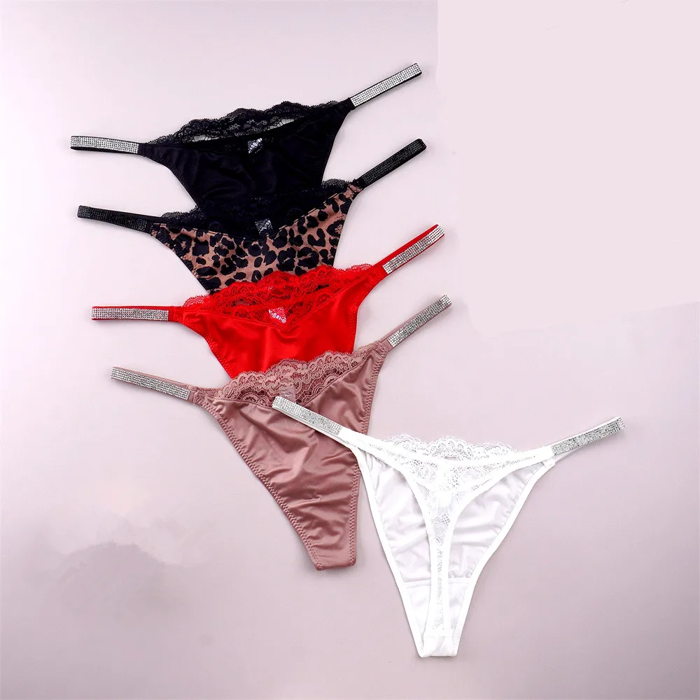 Sexy Rhinestone Waist Ice Silk Women Thongs Lace Back Girls Panties ...