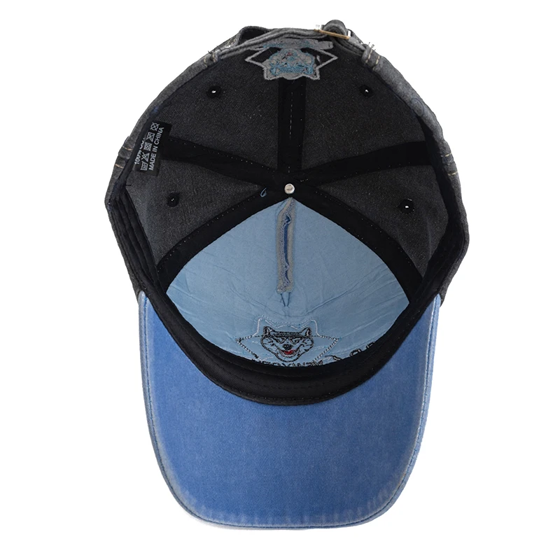 New Unisex Washed Cotton Baseball Cap Leopard Head Embroidery Cap Male Streetwear Dad Hats For Outdoor Camping Hiking Fishing