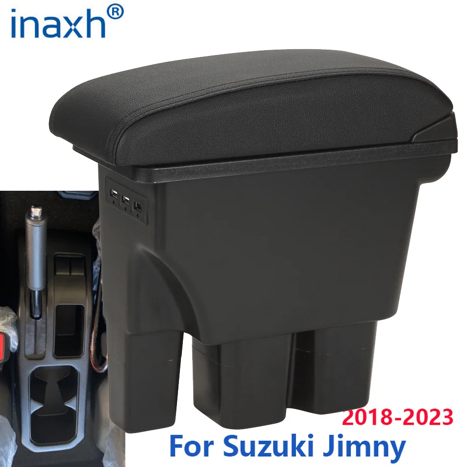 Per Suzuki Jimny 2019 2020 Bracciolo Per Auto Console Centrale Braccioli In Pelle Dual-Layer Organizer Scatola Vano ​Portaoggetti Con Usb Per Poggiagomiti Interni Accessori