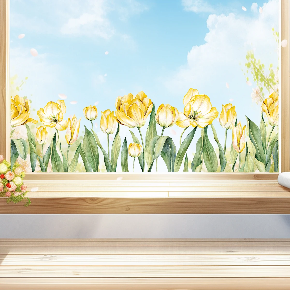 Window Stickers Watercolor Beautiful Flowers Furniture Home Decor Living Room Girls Bedroom Kids Room