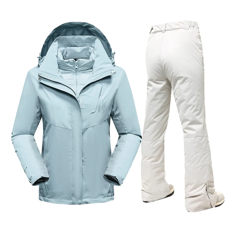 Ski Suit For Women Winter Warm Down Ski Jackets And Strap Pants Windproof Waterproof Snow Snowboard Jacket Brand Outdoor Wear
