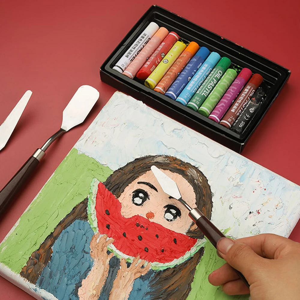 7 Pcs Set Art Oil Painting Scraper Palette Knifes Stainless Steel Wooden Watercolor Pigment Student School Stationery Supplies