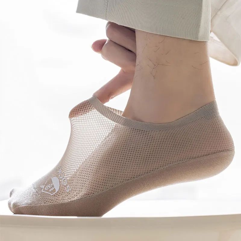Mens Summer No-Show Socks - Thin Mesh Ankle Socks Sweat Absorbent Ultra-Thin Comfort