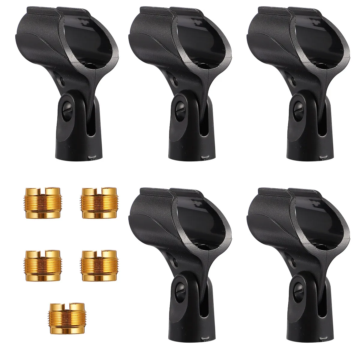 5Pcs 마이크 클립 홀더 전문 플라스틱 마이크 마운트 홀더 어댑터 블랙 실내 야외 무대 라디오 성능