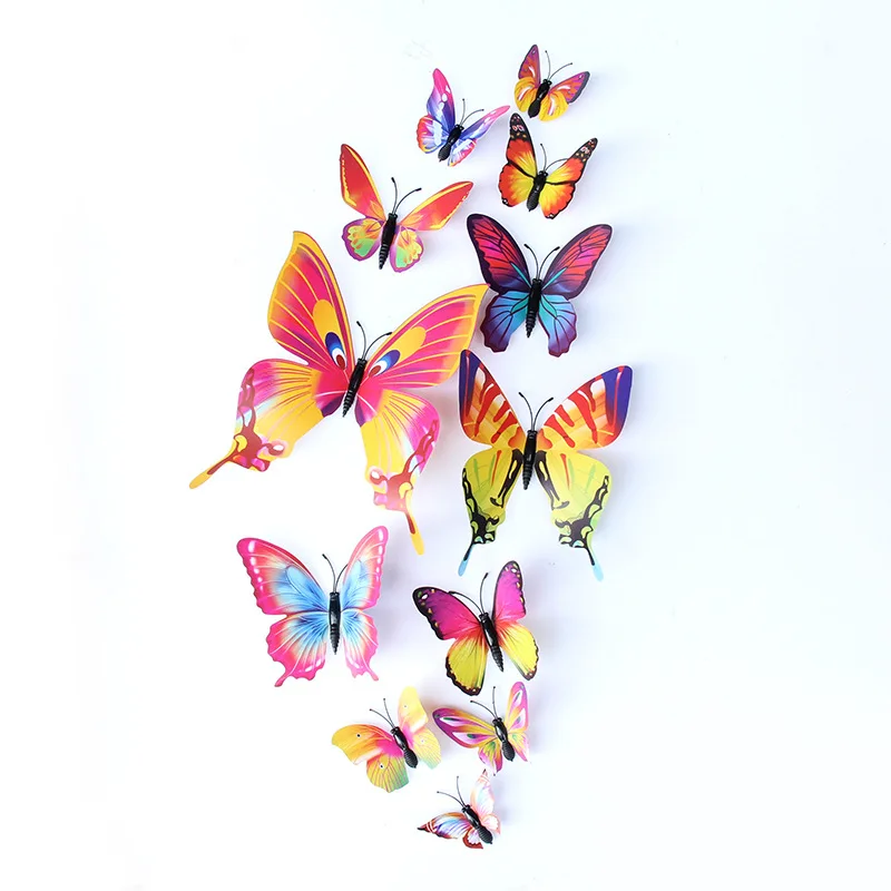 Colorful 3D Butterfly Wall Stickers  Festival Wedding Decoration Butterfly  Decals - 12pcs 3d Butterfly - Aliexpress