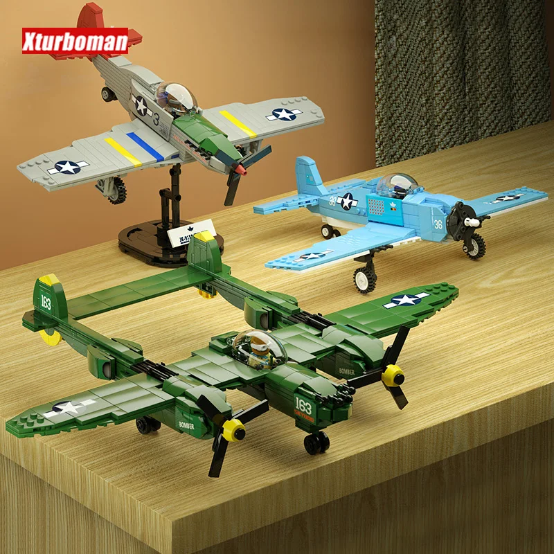 World War Airplane Bastisbricks Building Block Ww2 Plane United States Forces Grumman F2F P-38 Lightning Fighter Model Brick Toys