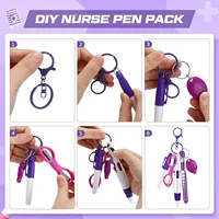 6in1 Multifunction Retractable Ball Pen Set Flashlight Foldable Scissors Ballpoint Pen Keychain Nurse Pens Permanent Marker 4