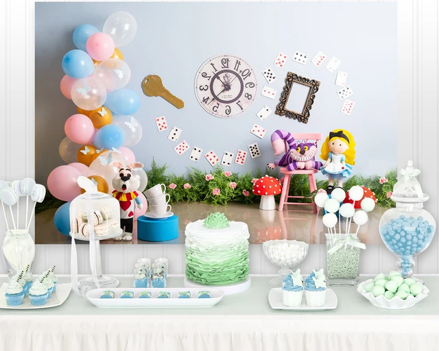 Alice in Wonderland Birthday Party Supplies Decorations Cake Topper  Balloons Favors Backdrop Banner Decor