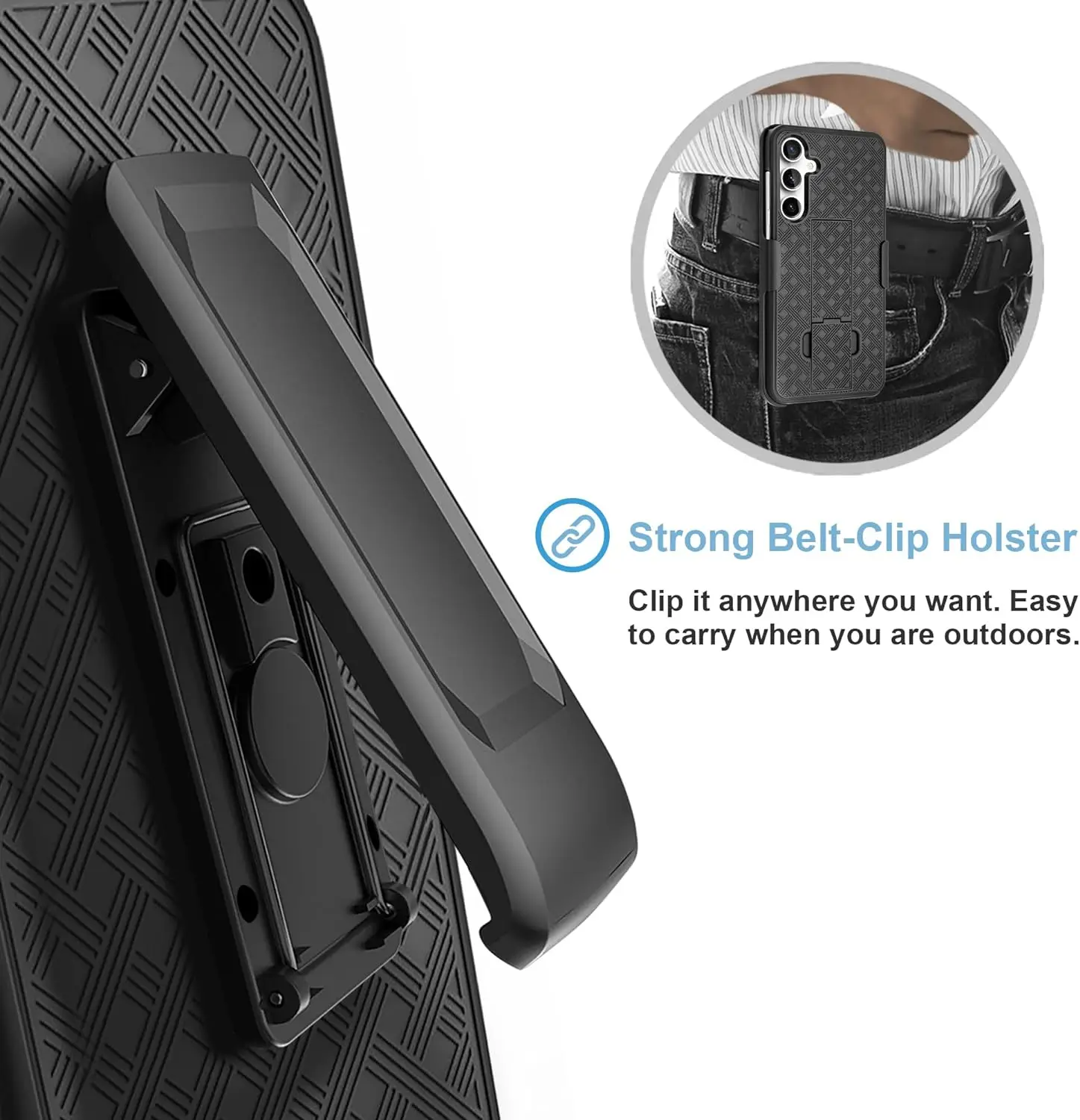 Woven Hybrid Hard Shell Holster Case with Kickstand & Belt Clip