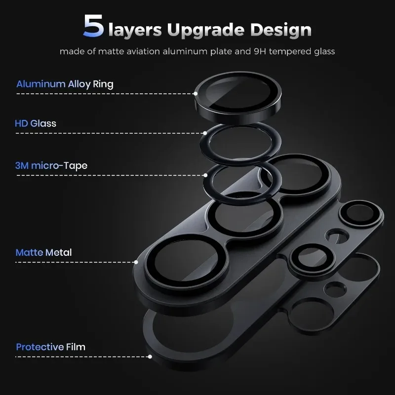 Metal Camera Lens Protector HD Glass Protector Film Cover