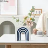 Blue and White Stripes Ceramic Vase Desk Decoration Artificial Flower Decorative Flower Arrangement Vases Room Aesthetic Decor 2