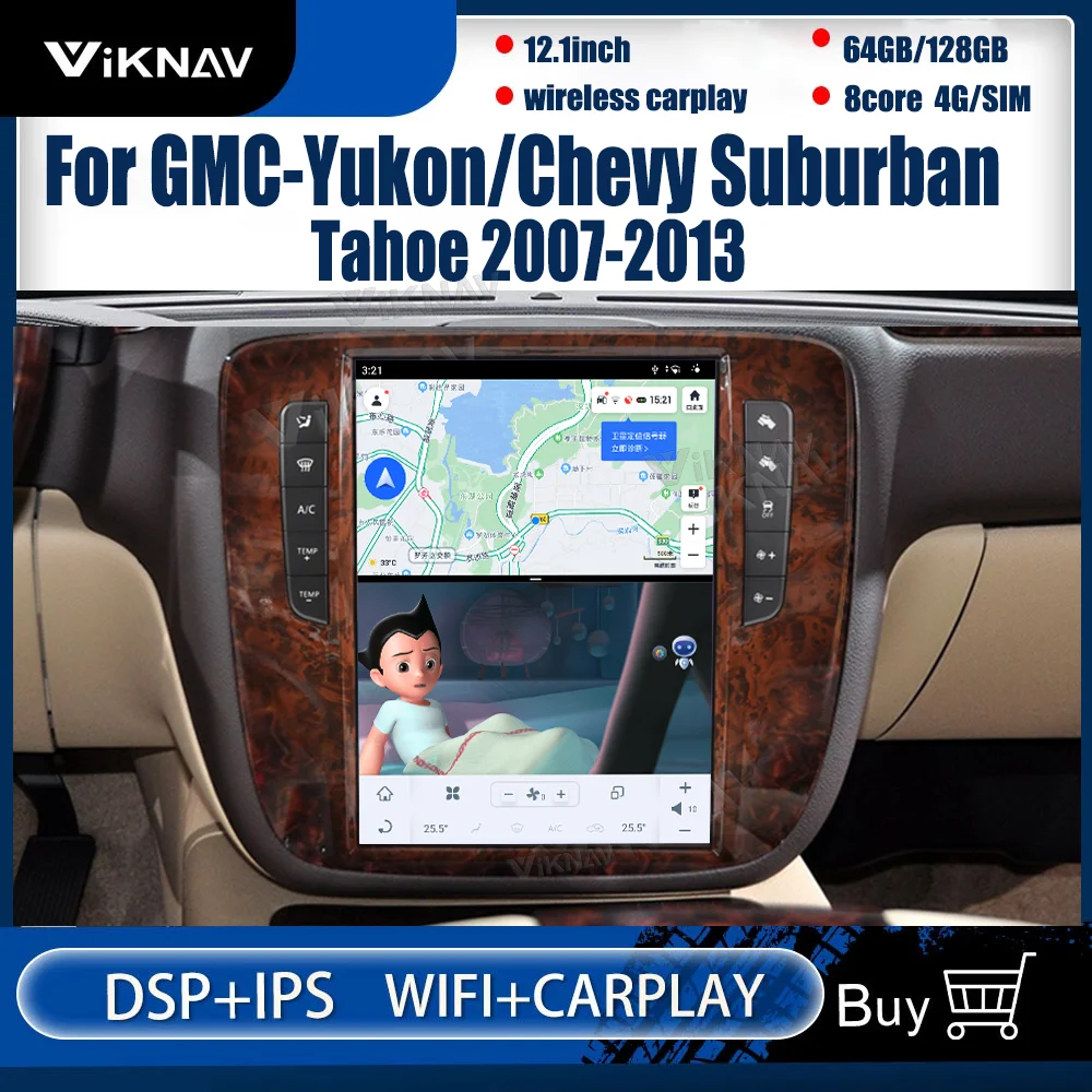 

Android Stereo Receiver For GMC-Yukon Chevy Suburban Tahoe Auto AC 2007-2013 Car Radio GPS Recorder Multimedia Player Navigation