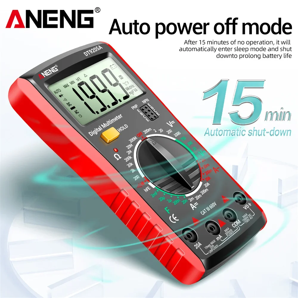 ANENG DT9205A electricista tester digital ac/dc multimeter profesional  voltimetro cables multimetro multímetro comprobador de corriente  capacimetro