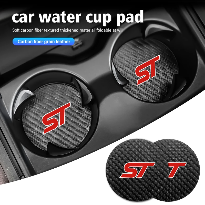 Car Coaster Water Cup Bottle Holder Anti-slip Mat Accessories For Ford ST Racing RS S Mustang Kuga Fiesta Fusion Mondeo Edge