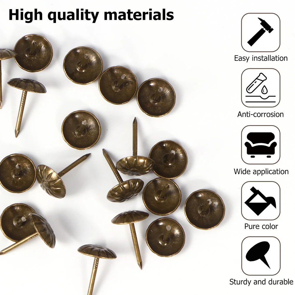 200 Pcs Iron Decorative Nail Heads Furniture Tacks Upholstery Pins Push Pins Thumbtack For Decor Office Binding Supplies