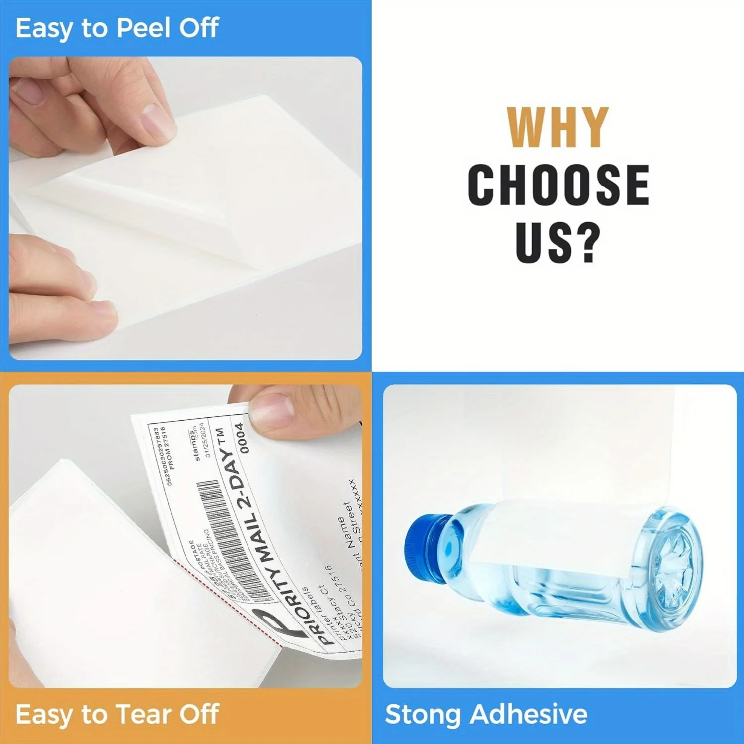 High-Strength 4x6 Inch Direct Thermal Shipping Labels - Water & Grease Resistant, 350/500 Roll
