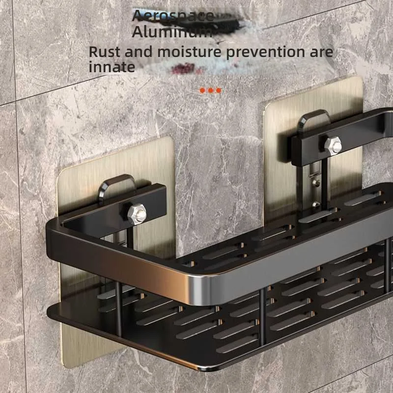 Bathroom Shelf Towel Rack Shelves Wall Shower Shampoo Rack No Drill Stainless Steel Anti Rust Storage Shower Rack Suction Cup 3