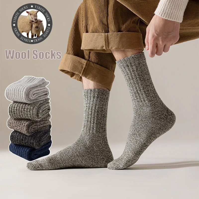 WinterMensSocksThickWarmWoolSocksMenHarajukuRetroCashmere