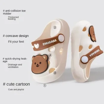 Cartoon Home Slippers Kids Fashion Cute Soft Soled Non-slip Sandals Summer New Design Shoes Baby Unisex PVC Round Head Slippers 3