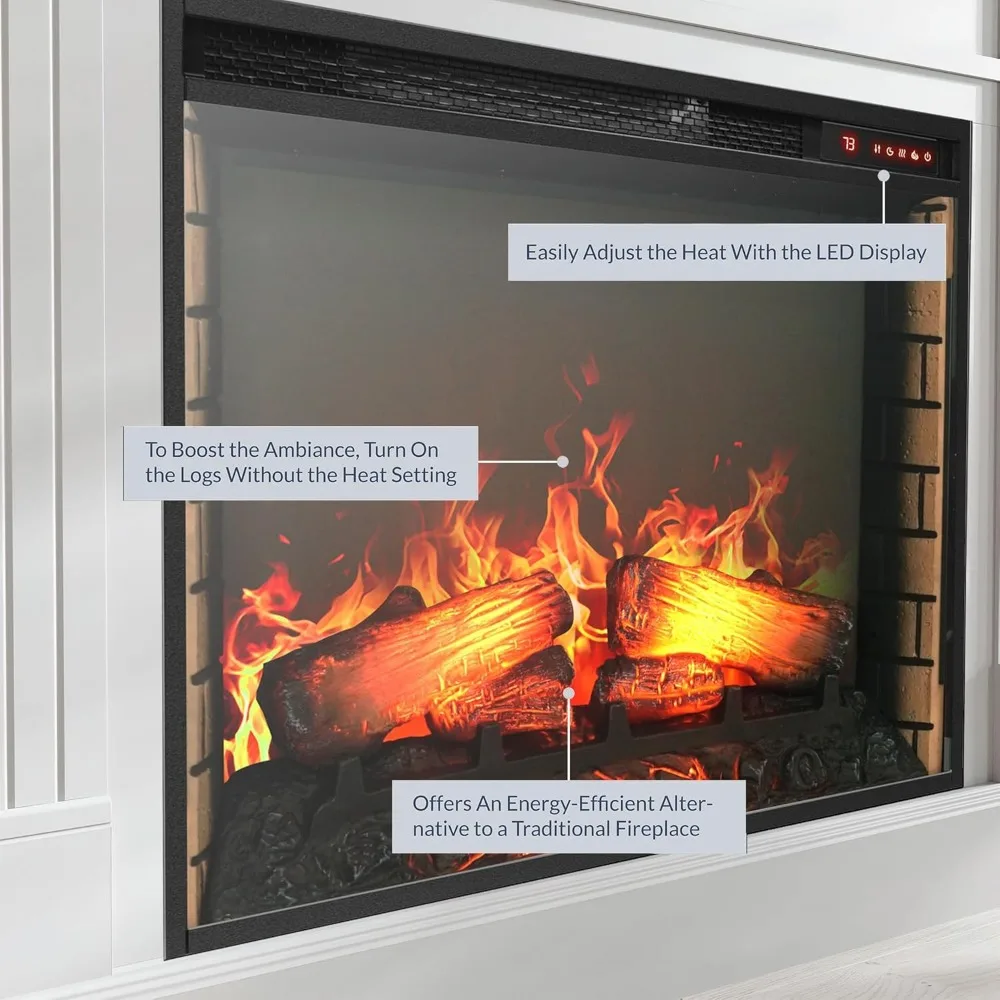 Modern 70" Electric Fireplace Heater Mantel TV Stand & Media Entertainment Center for TVs up to 68" with Energy-Efficient Heater 4