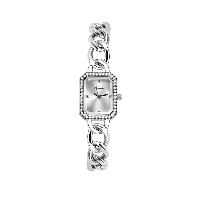 The Eectangle Minimalist Women Ultra Thin Watches Stainless steel Weaveing Band Antique Delicate Quartz Watch Relogio Feminina