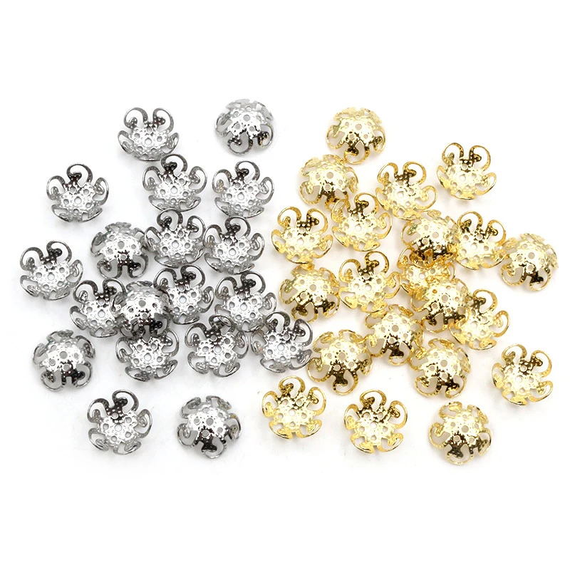 50 Stück Edelstahl Perlen Kappen Blumen form Spacer Perlen End kappen DIY Schmuck Herstellung Ergebnisse für Halsketten Armband Zubehör