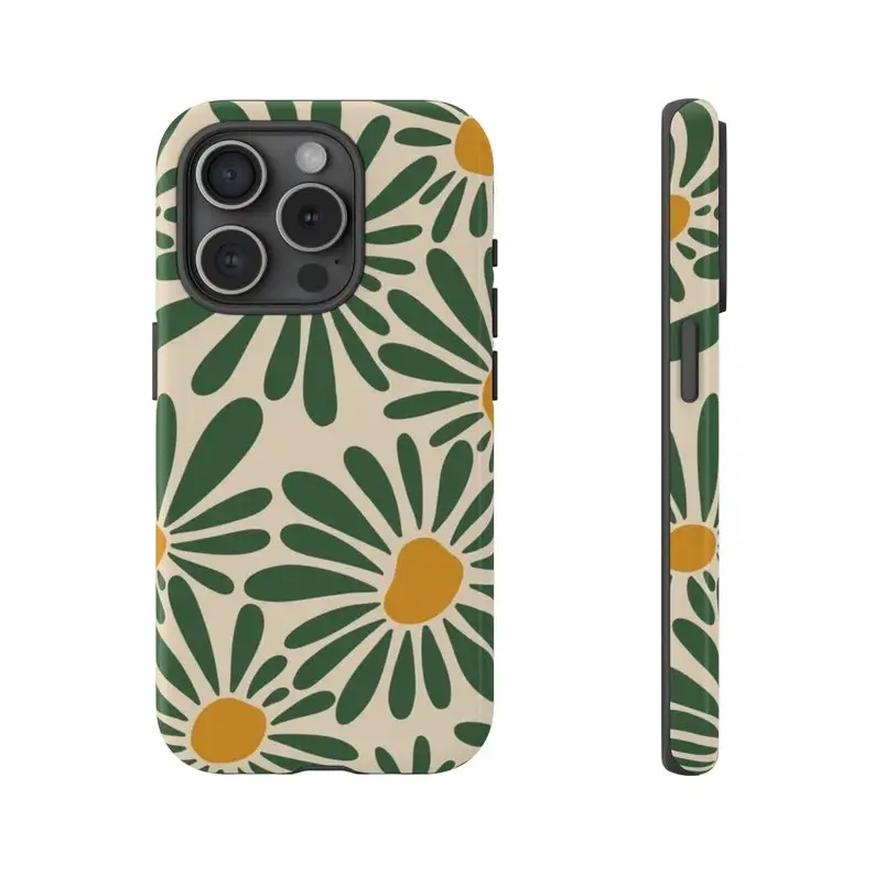 Vintage Daisy Floral Glossy HD Phone Case - Trendy Summer Design in Durable Hard PC Cover