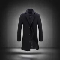 Men's Mid-Length Woolen Coat Hot Sale Of The Season Slim Fit Korean Style Casual Windbreaker Outerwear Fashionable Elegant Male