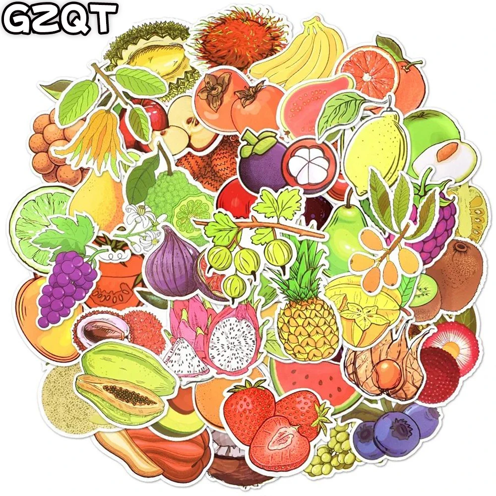 10/30/50PCS Fruits Cartoon Stickers Graffiti DIY Phone Laptop Travel Luggage Fridge Car Guitar Waterproof Sticker Decal Kid Toy 10 30 50pcs cartoon lizard gecko stickers cartoon fridge guitar laptop motorcycle luggage skateboard pvc graffiti cool sticke