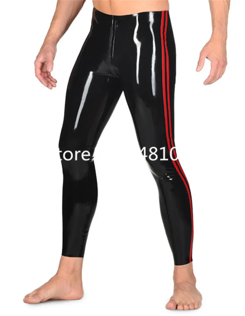 

Nature Latex Pants Rubber Tight Leggings for Men with Crotch Zip