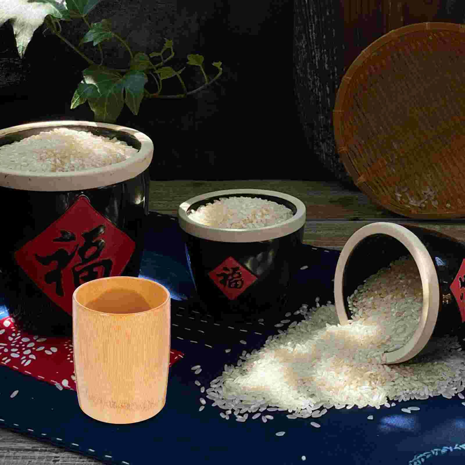 

Rice Measuring Cup Bamboo Rice Cooker Cup Dry Ingredient Cup for Home Kitchen