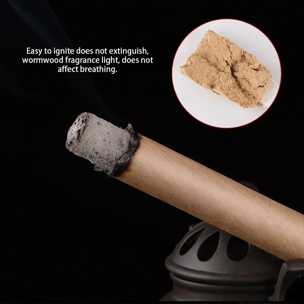 5PCS Slight Smoke Mugwort Rolls Moxa Therapy Smokeless Pure Moxibustion Sticks Acupuncture Points Meridian Warm Massage