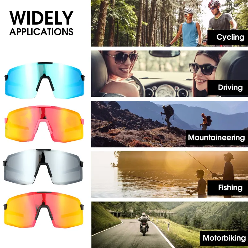 Lunettes de soleil polarisées à grand cadre carré pour hommes et femmes, Protection UV400, cyclisme, course à pied, sport  200000297
