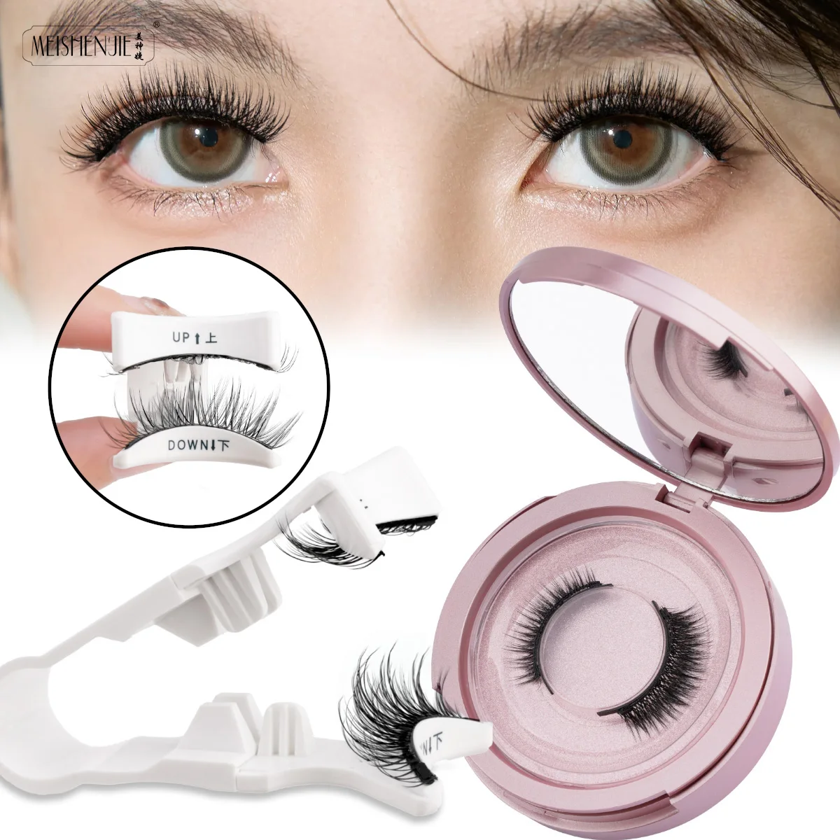 Natural Long 2 Pairs Magnetic Eyelashes Kit 3D Magnetic False Eyelashes Tweezer Set Reusable Glue Free lashes with Mirror Tools fake eyelashes