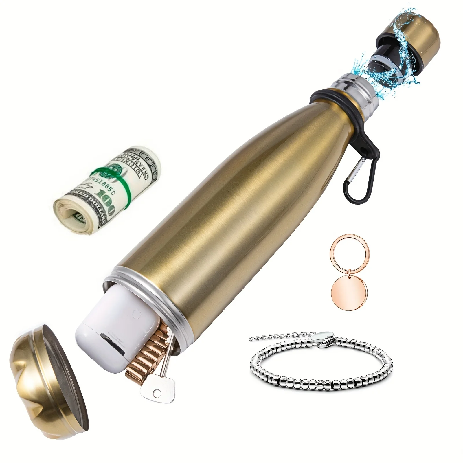 Stainless Steel Hidden Compartment Water Bottle Safe