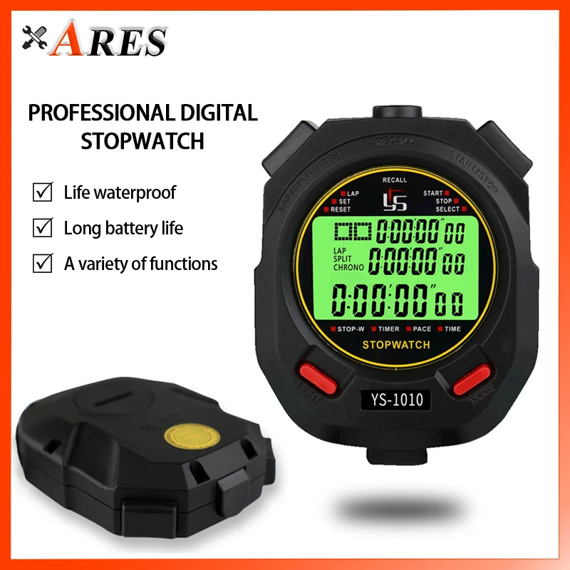 

Professional Digital Stopwatch Timer Multifunction Portable Outdoor Sport Run Training Timer 10/30/60/100 Track with Luminous