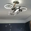 Aircraft fan light, children's room, boy's bedroom, chandelier creative, Avatar combat helicopter model, room lighting decoratio 3