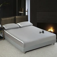 Satin Fittedsheet Set Luxury Bedsheet Set Single Double Queen King Size Flat Sheet Set Solid Color High Quality Bedding Sheet 2